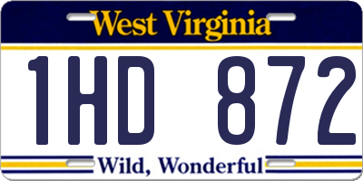 WV license plate 1HD872