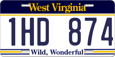 WV license plate 1HD874