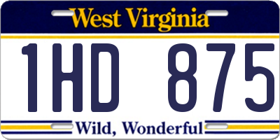 WV license plate 1HD875