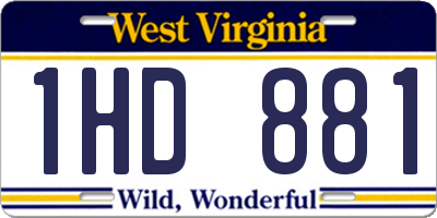 WV license plate 1HD881