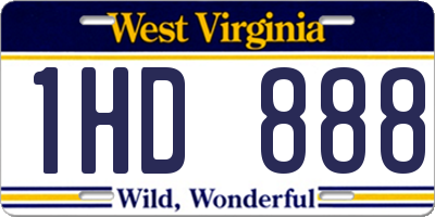 WV license plate 1HD888