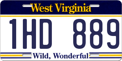 WV license plate 1HD889