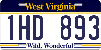 WV license plate 1HD893
