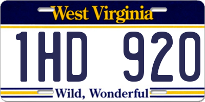 WV license plate 1HD920
