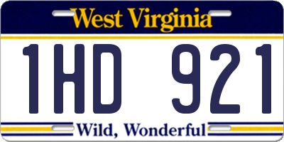 WV license plate 1HD921