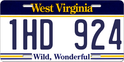 WV license plate 1HD924