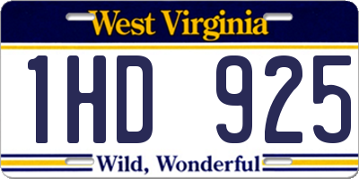 WV license plate 1HD925