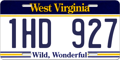 WV license plate 1HD927