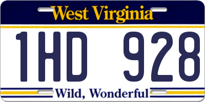 WV license plate 1HD928