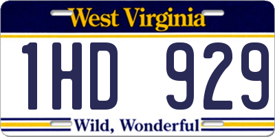WV license plate 1HD929