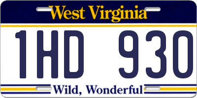 WV license plate 1HD930