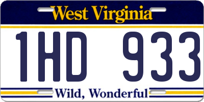 WV license plate 1HD933