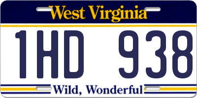 WV license plate 1HD938