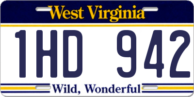 WV license plate 1HD942