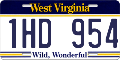 WV license plate 1HD954