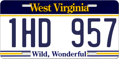 WV license plate 1HD957