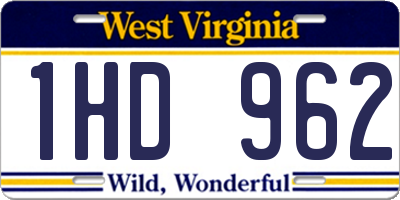 WV license plate 1HD962