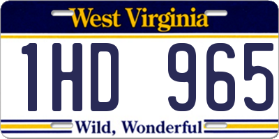 WV license plate 1HD965