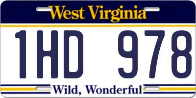 WV license plate 1HD978
