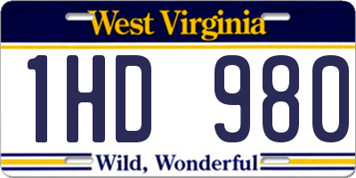 WV license plate 1HD980