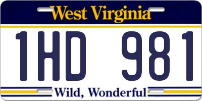 WV license plate 1HD981