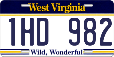 WV license plate 1HD982
