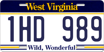 WV license plate 1HD989