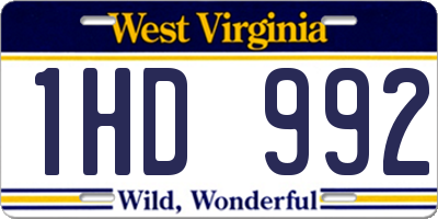 WV license plate 1HD992