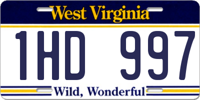 WV license plate 1HD997