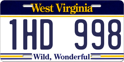 WV license plate 1HD998