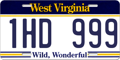 WV license plate 1HD999