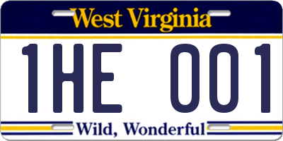 WV license plate 1HE001