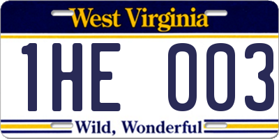 WV license plate 1HE003