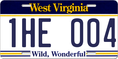 WV license plate 1HE004