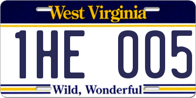WV license plate 1HE005