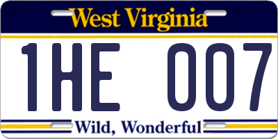 WV license plate 1HE007