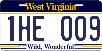 WV license plate 1HE009