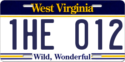 WV license plate 1HE012
