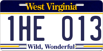 WV license plate 1HE013