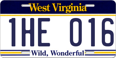 WV license plate 1HE016