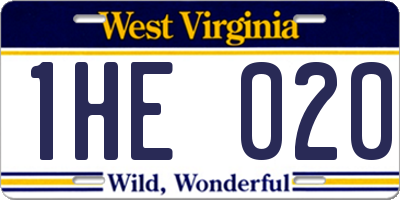 WV license plate 1HE020