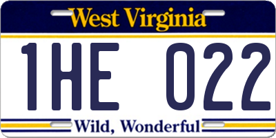 WV license plate 1HE022