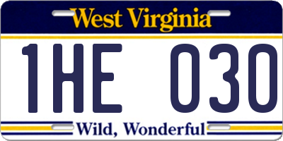 WV license plate 1HE030
