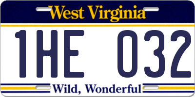 WV license plate 1HE032