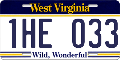 WV license plate 1HE033
