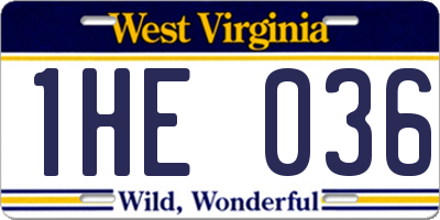 WV license plate 1HE036