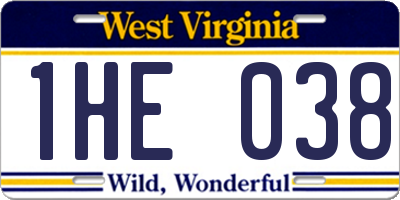 WV license plate 1HE038