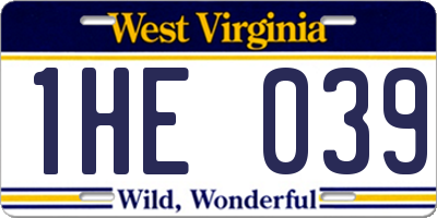 WV license plate 1HE039