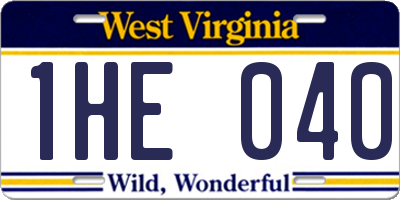 WV license plate 1HE040