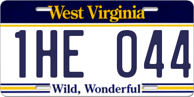 WV license plate 1HE044